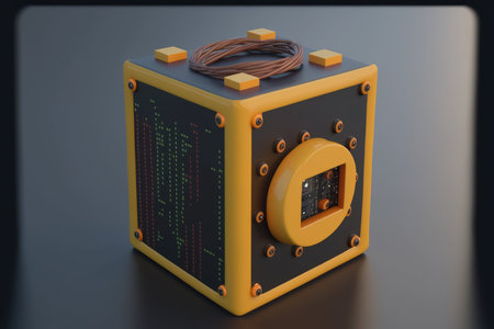 Electronic meter with binary code on black background