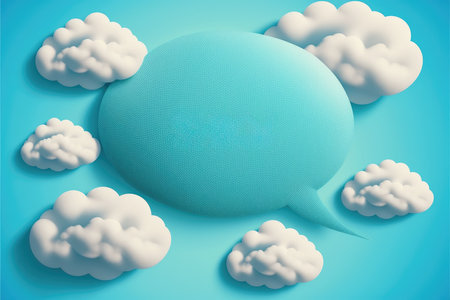 Clouds in the shape of a speech bubble on blue background.