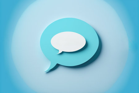 Speech bubble icon on blue backgroundの写真素材