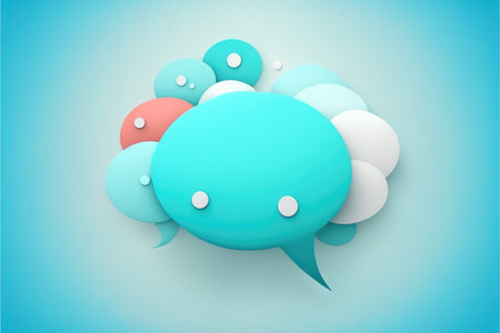 Colorful Speech Bubbles on Blue Backgroundの写真素材