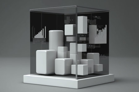 Black and white box with a business chart