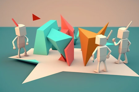 Team of people in a 3d illustrationの写真素材