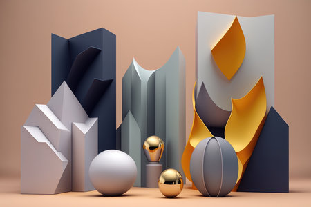 3d render of abstract geometric shapes. Minimal composition with geometric figures