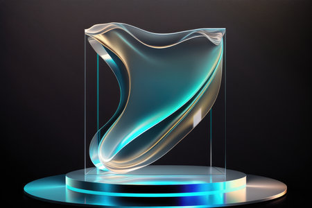 3d render, abstract background, empty pedestal for product displayの写真素材