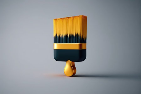 Paintbrush isolated on gray background. 3d rendering illustration.の写真素材