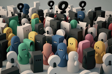 Group of people with question mark symbols. 3d render illustration.の写真素材