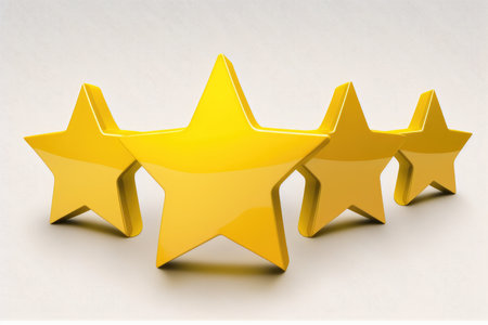 Three gold stars on a white background