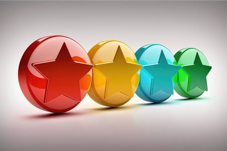 colorful star rating on white backgroundの写真素材