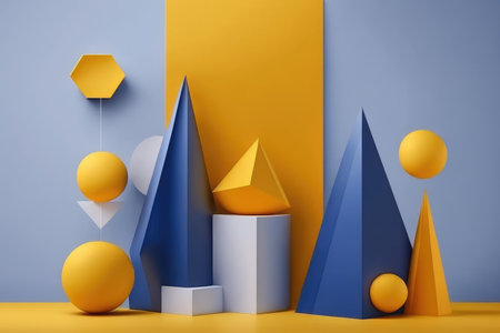 3d render of abstract geometric shapes. Minimal scene with geometric figures.の写真素材