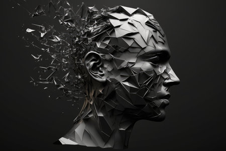 Head of a man made of polygonal fragmentsの素材
