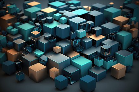 Abstract cubes background in white and blue colorsの素材