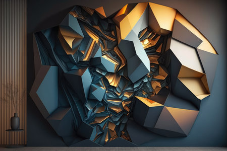 Abstract geometric background, 3d render, low polygonal designの素材