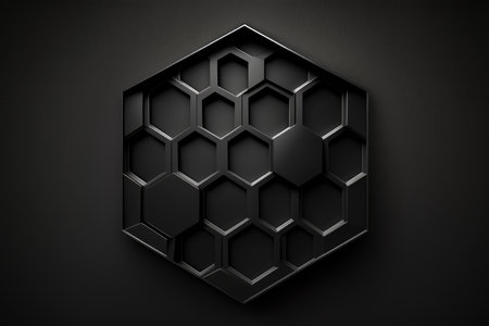 Abstract black background with hexagon patternの素材