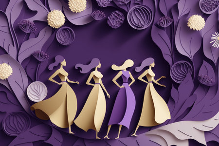Paper art and craft style of Women's day background. paper art and craft styleの素材