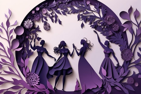 3d illustration of two women in the style of a fairy taleの素材