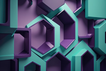 Abstract 3d rendering of hexagon shape. Futuristic background designの素材