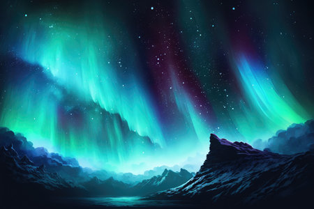 Aurora borealis in the night skyの素材
