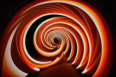 Abstract orange spiral on a black backgroundの素材
