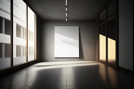 Modern interior with empty white posterの素材