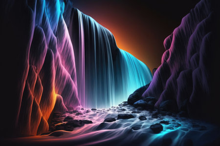 Fantasy landscape with a waterfallの素材