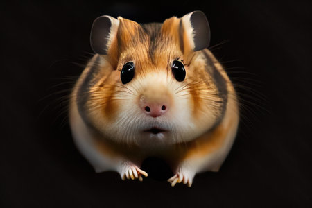 Hamster on a black background. close-up of hamsterの素材
