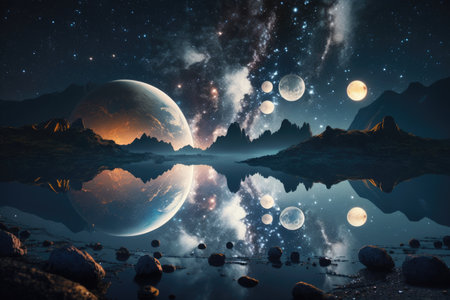 Alien Planet Rocks and Moonの素材