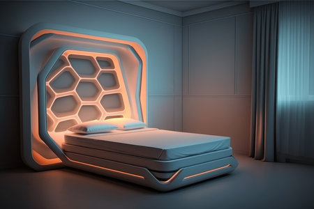 Room with a bed and a honeycombの素材