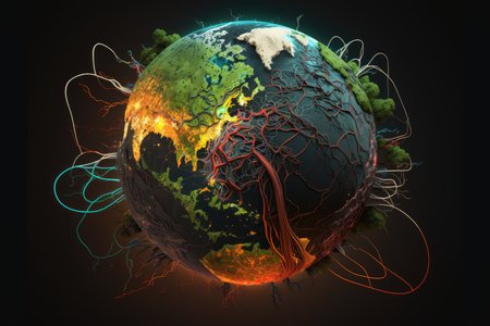 Glowing planet earth with continentsの素材