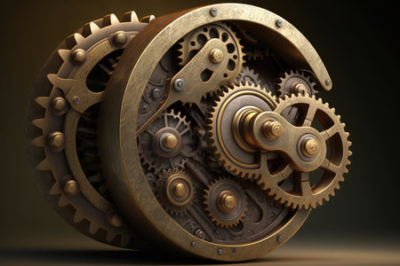 Gears and cogs mechanism over dark backgroundの素材