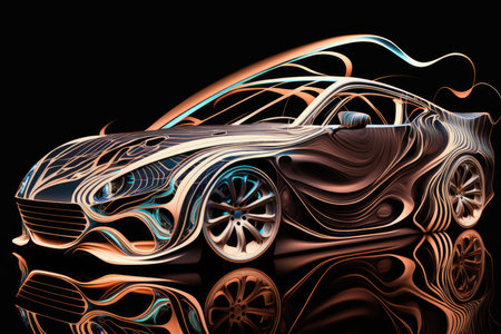 abstract car on black backgroundの素材