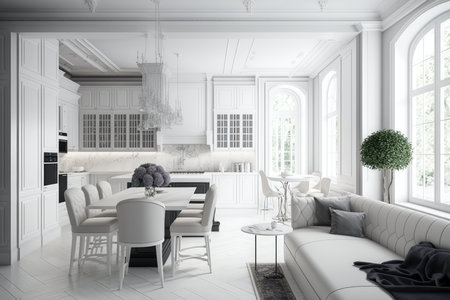 White kitchen in modern style. interior designの素材