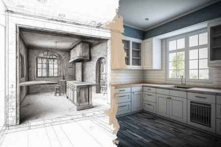 sketch design of kitchen interiorの素材