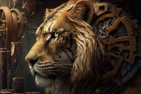 Tiger in the steampunk worldの素材