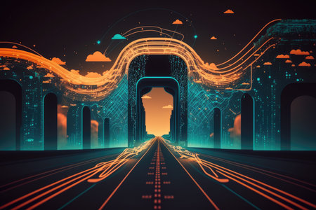 Gate leading to a door in the skyの素材