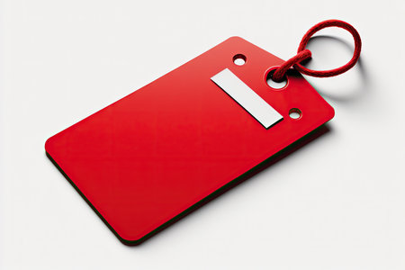 Red price tag on white background. top viewの素材