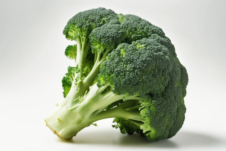 Broccoli isolated on white background, close-up, selective focusの素材