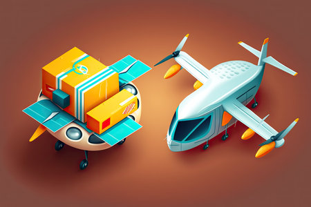 Cargo plane with cardboard boxesの素材