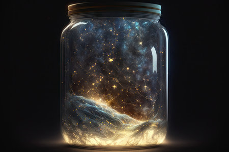 Starry sky inside a glass jarの素材