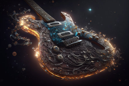 Guitar in space. music backgroundの素材