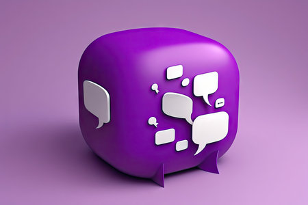 Speech bubble icon on purple backgroundの素材