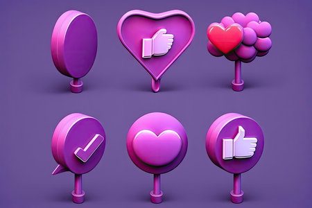 Icons for social media. pink and purpleの素材