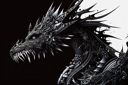 Dragon with black backgroundの素材