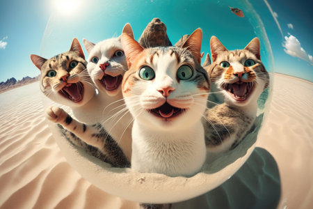 Funny cats in the desertの素材
