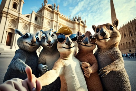 Funny animal group in Rome, Italyの素材