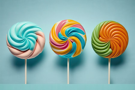 Foto per Colorful lollipops on blue background - Immagine Royalty Free