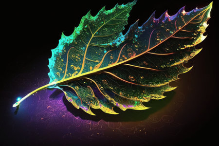 colorful leaf on a black backgroundの素材