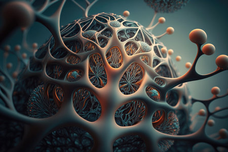 A gray neuronal cell with neurons and nervous system close-upの素材