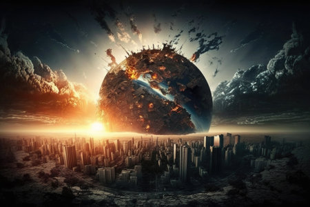 Image of planet earth against the background of the planetの素材