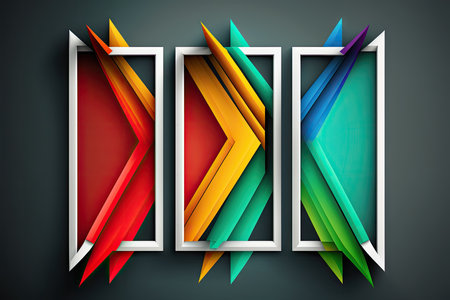 Abstract background with multicolored arrows in framesの素材