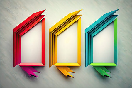Three colorful empty frames with decorの素材